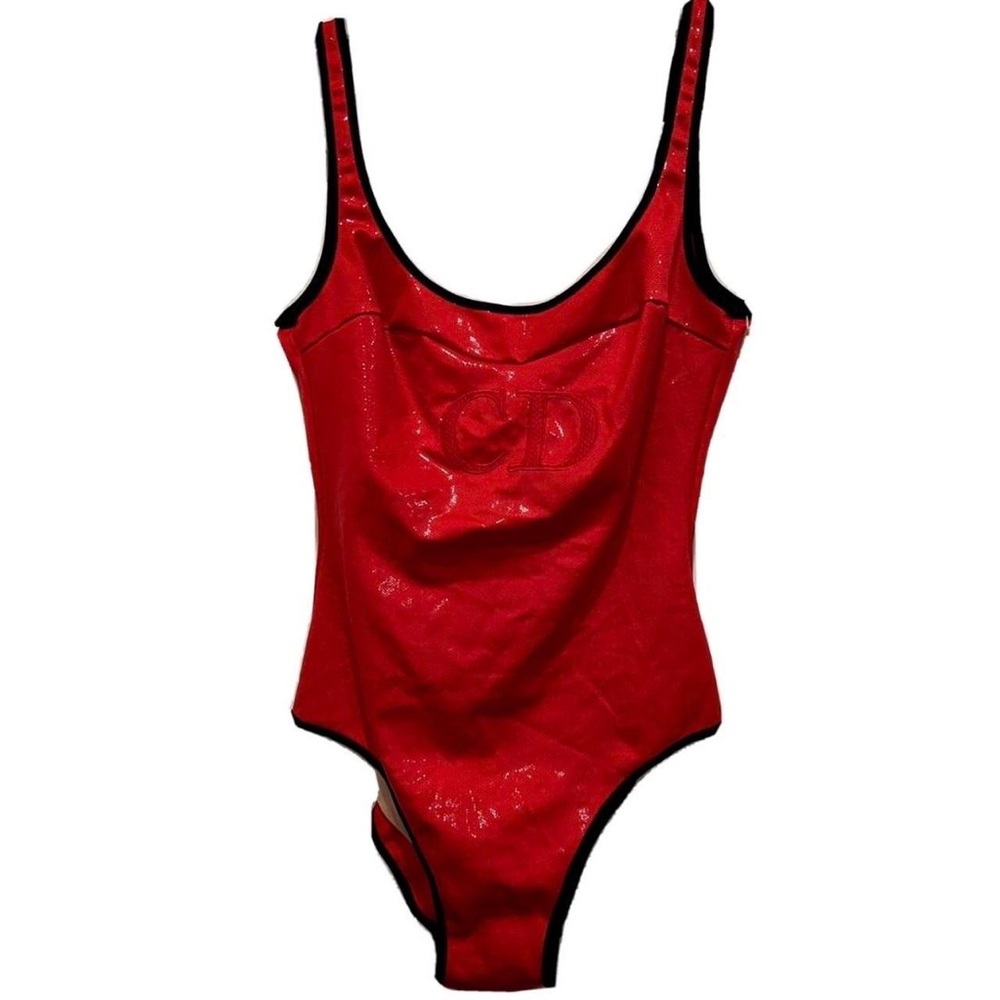 Glistening Christian Dior Logo Red Bodysuit